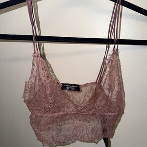 Zara Women's Sheer Lace Bandeau - Mauve